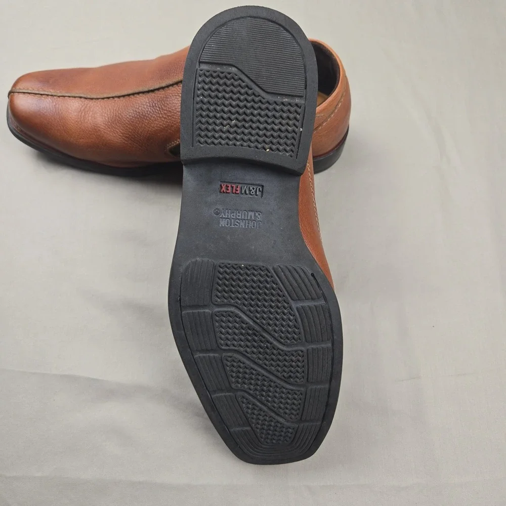 Johnston & Murphy Mens Brown Leather Slip‎ On Loafers 20-5910 Size 10.5 M Brazil